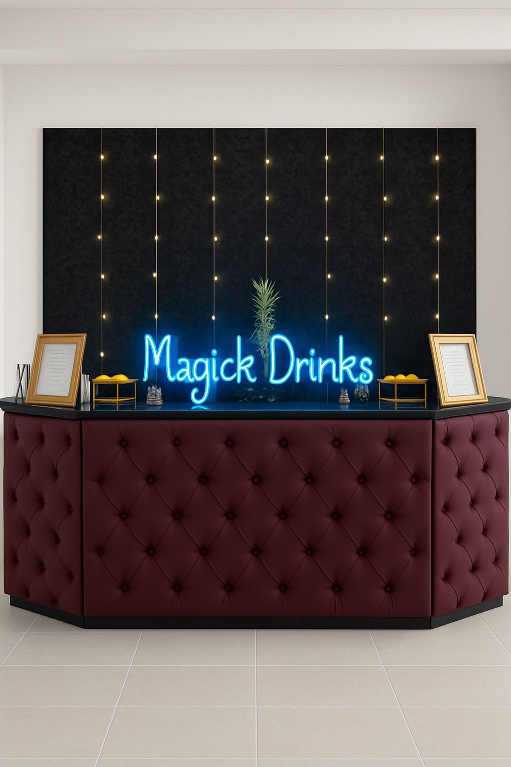 Bar Magick Drinks com neon azul