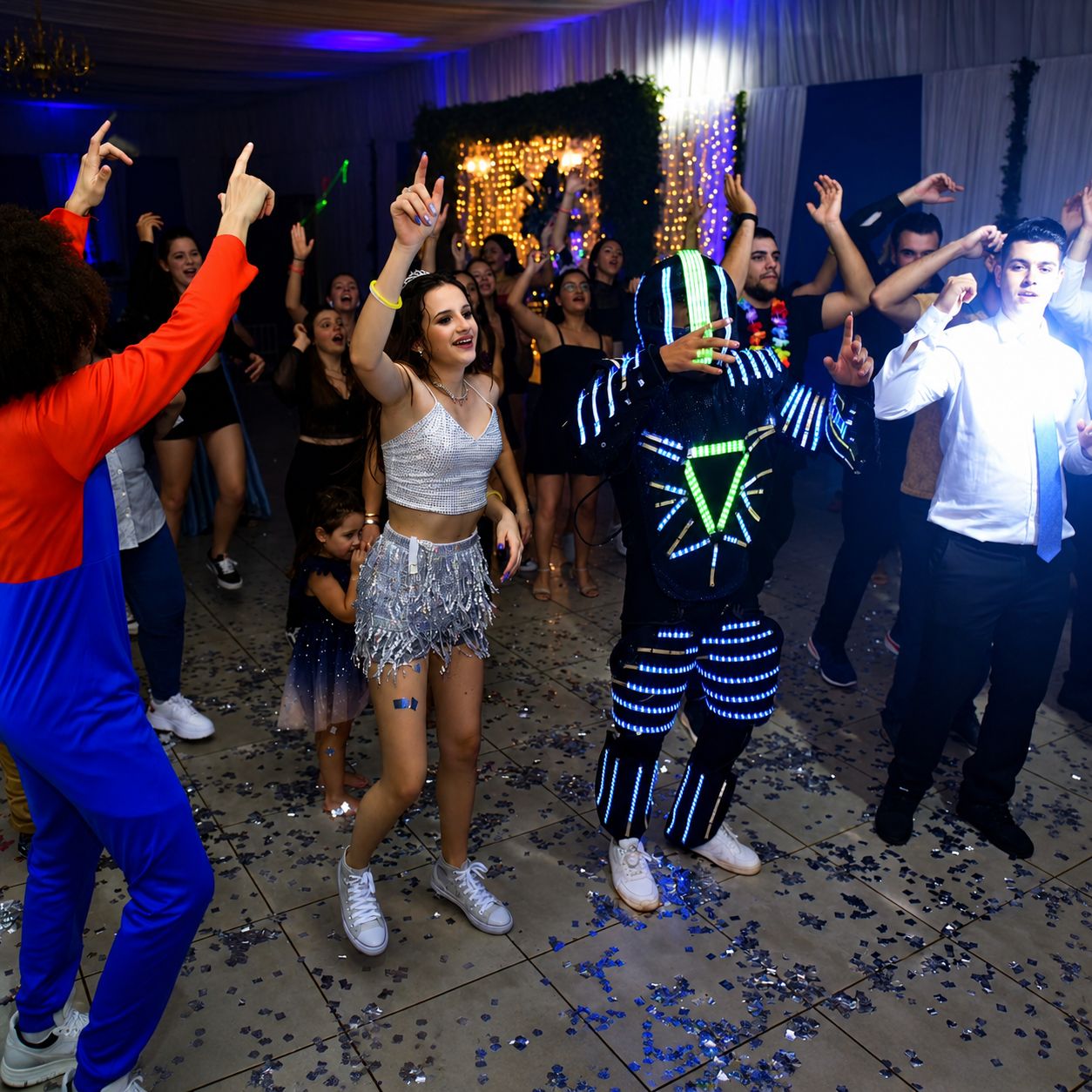 Robô LED na dance floor